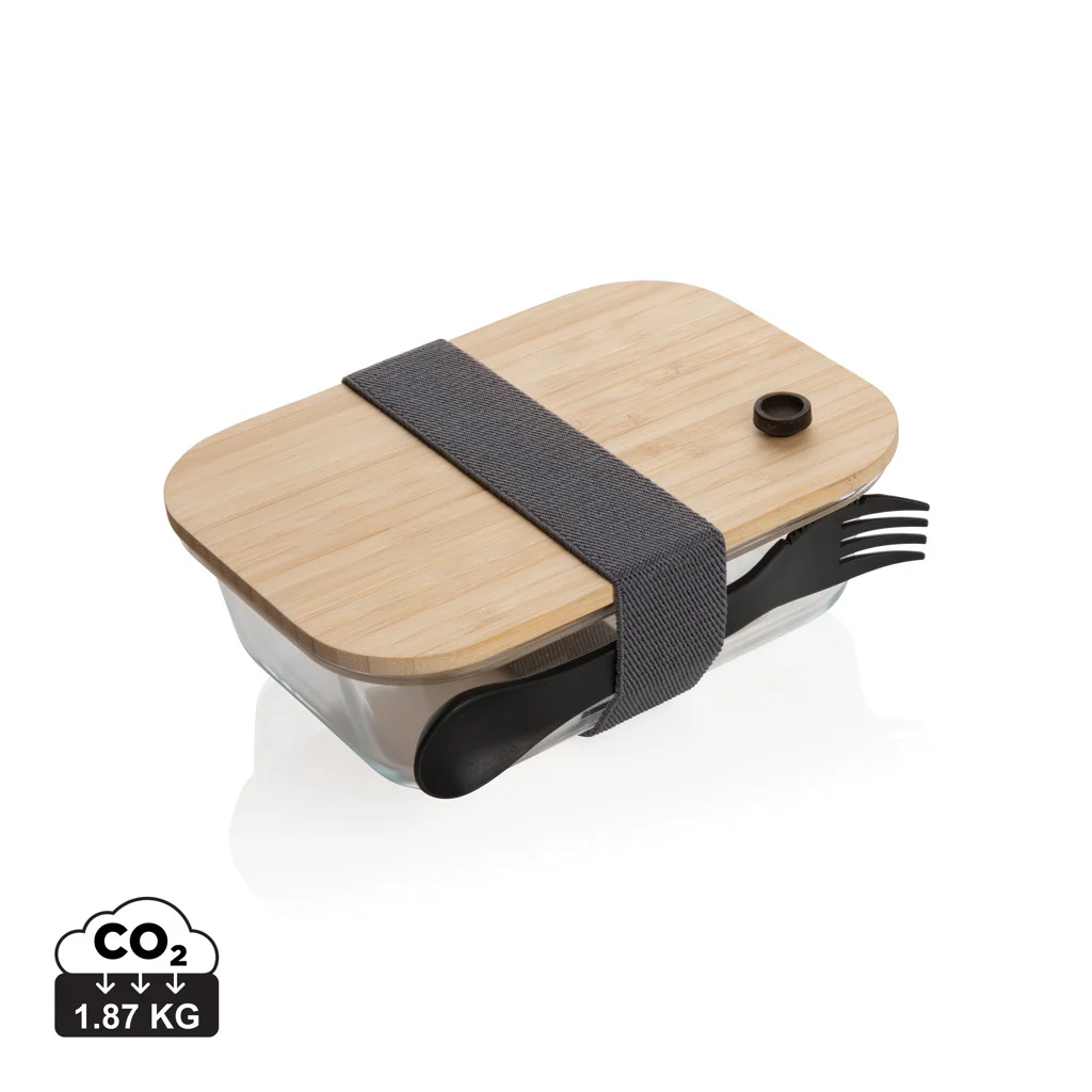 Klaasist toidukarp bambuskaanega