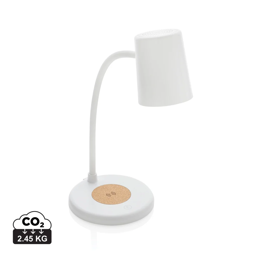 XD Collection Zenara RCS recycled plastic and cork 15W wireless desk lamp
